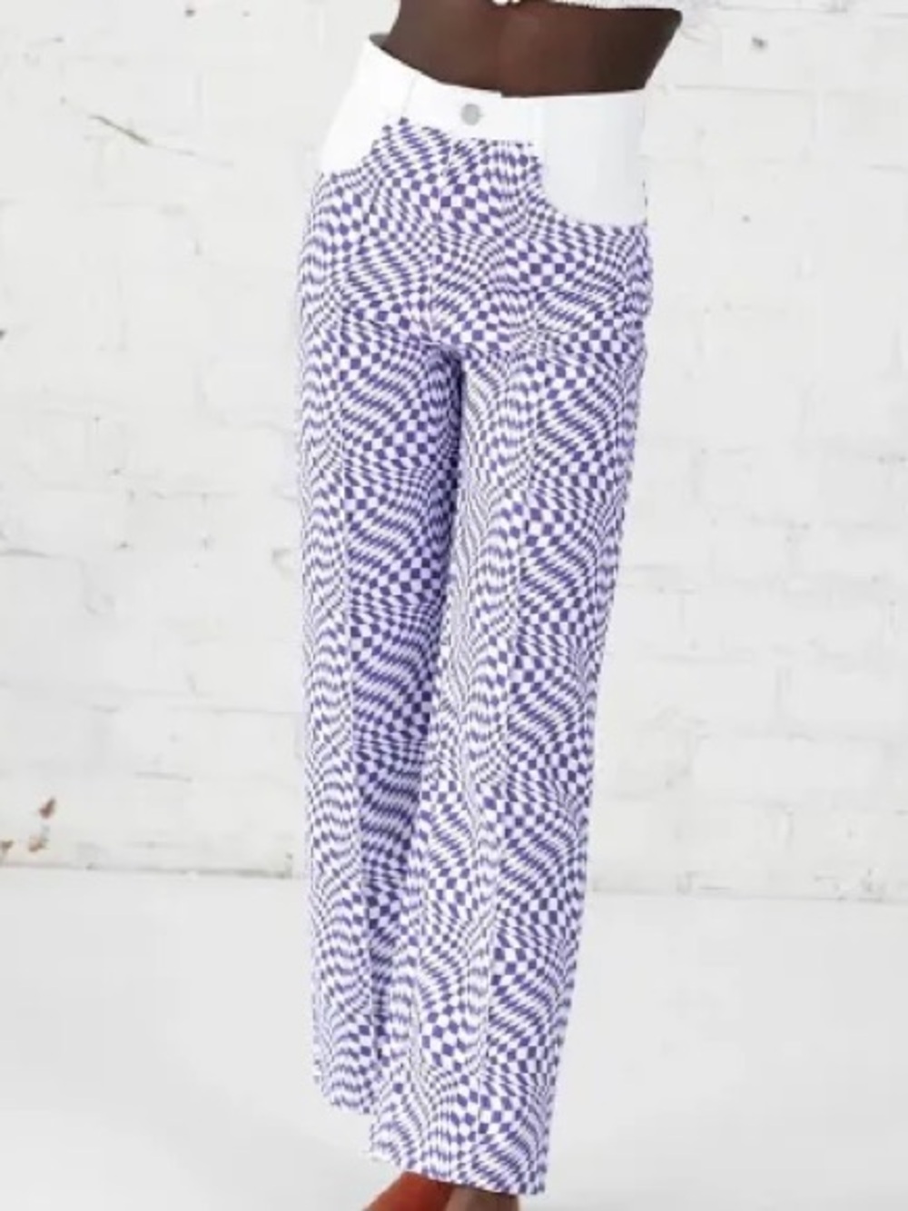 Lisa Says Gah Robyn Warp Check High Rise Straight Leg Jeans Purple Size 28